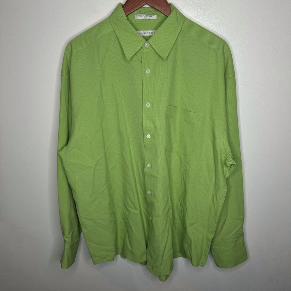 Geoffrey Beene Green Long Sleeve Button Down Shirt Size XL